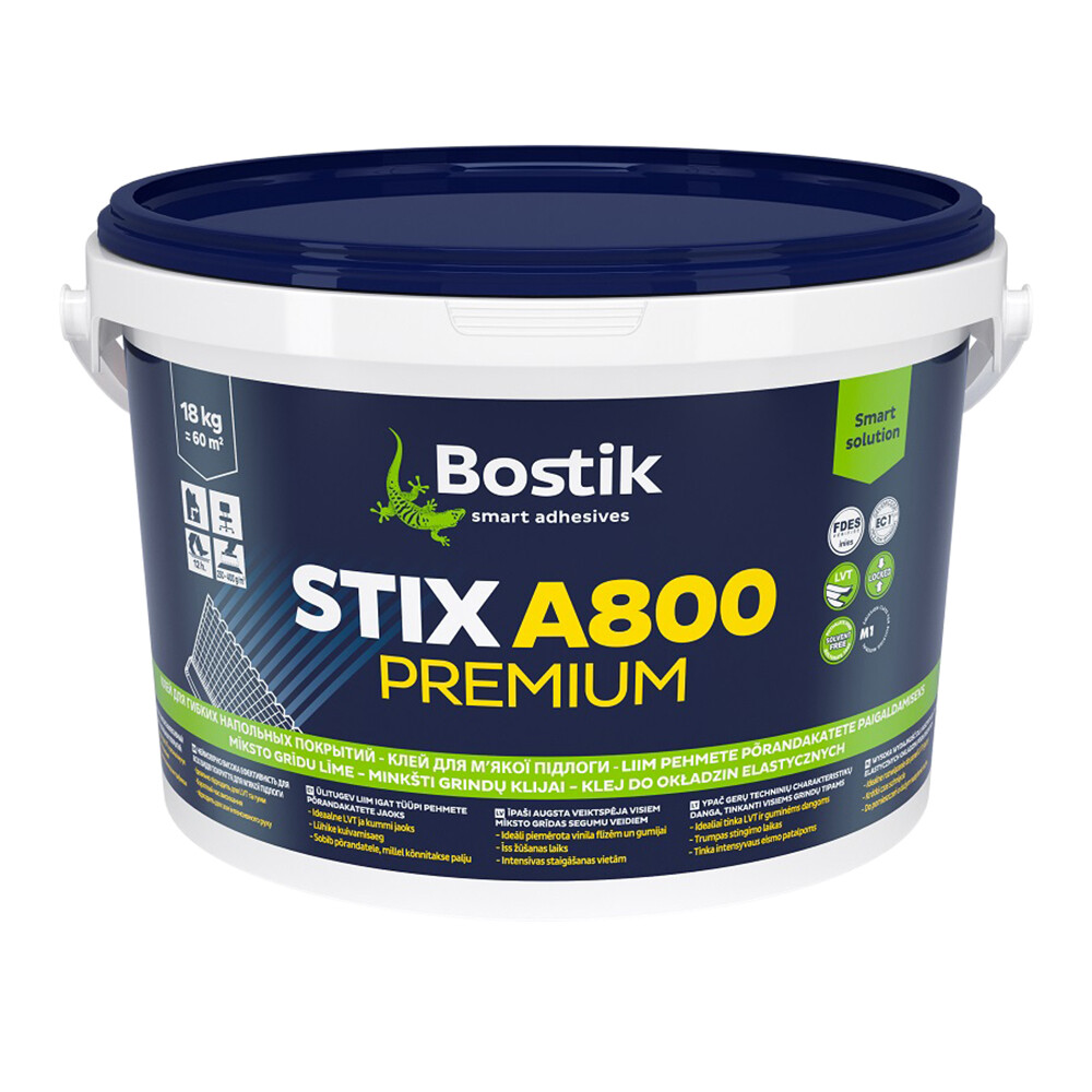Изображение товара Клей Bostik Stix A800 Premium 18 кг — акриловый однокомпонентный для плит и рулонов