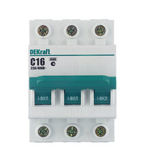 Изображение товара Автоматический выключатель модульный Dekraft BA-101 3P 16А тип C 4,5 кА 230/400 В (11078DEK)
