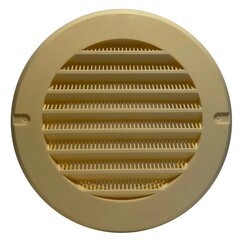 Изображение товара Решетка вентиляционная пластиковая приточно-вытяжная Центр Тагис d125 мм с сеткой слоновая кость (55 шт.)