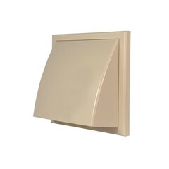 Изображение товара Выход вентиляционный стенной Центр Тагис с обратным клапаном и с фланцем d125/150 мм пластиковый 185х185 мм слоновая кость