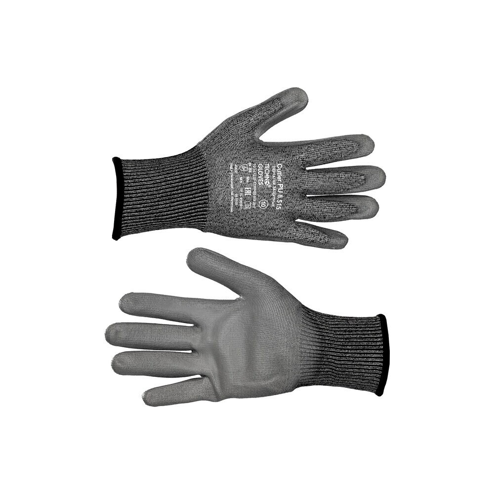 Изображение товара Перчатки нейлоновые с полиуретановым покрытием антипорезные со стекловолокном Technogloves Катлер PU серые 10 (XL)