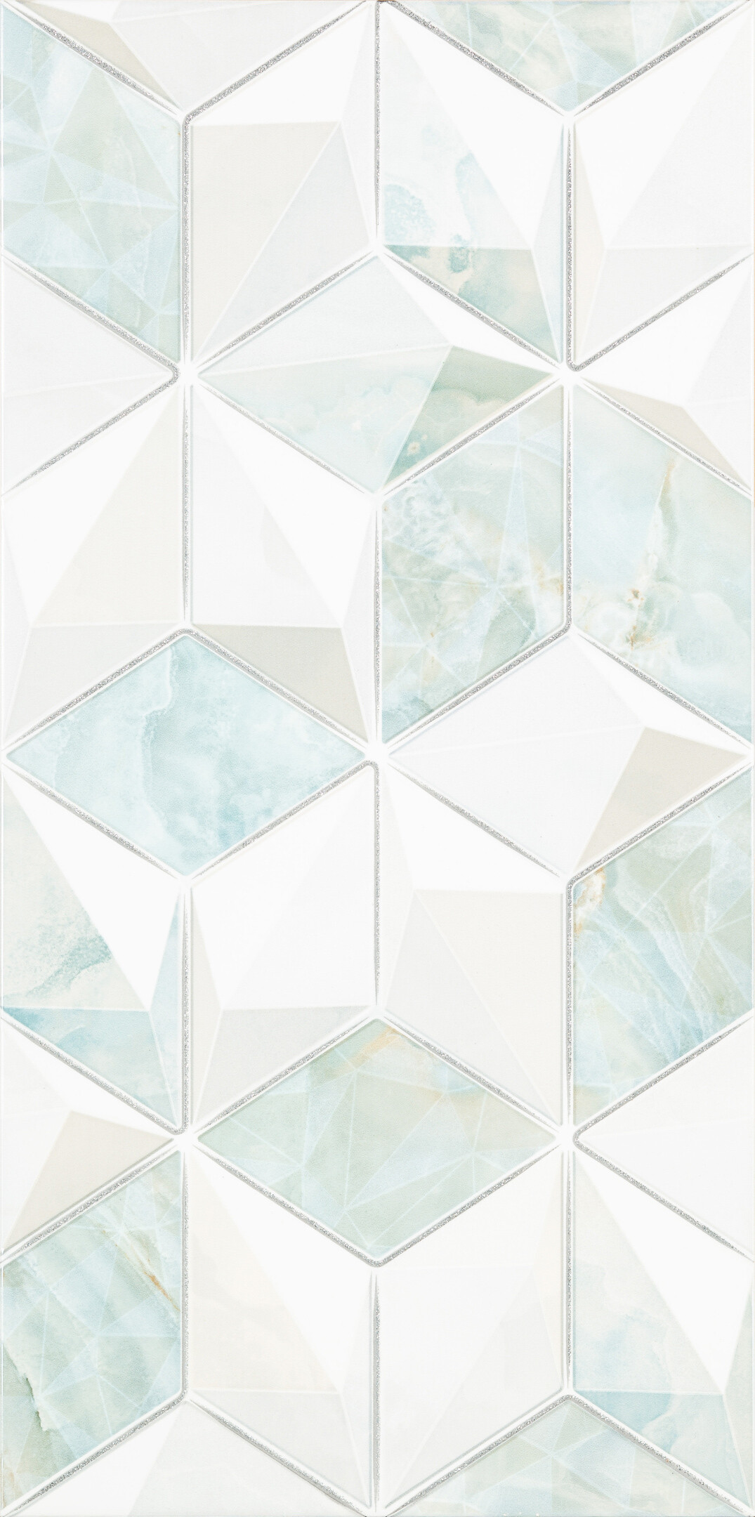 Изображение товара Плитка декор Alma Ceramica Nevada голубая геометрия 01 500x249 мм