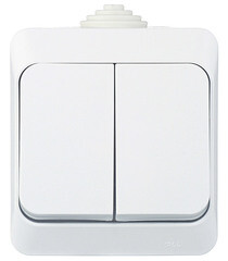 Выключатель Systeme Electric Этюд двухклавишный накладной белый (BA10-042B) - фото 1