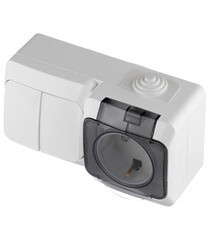 Блок выключатель и розетка Systeme Electric Этюд двухклавишный накладной белый (BPA16-242B) - фото 4