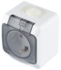 Розетка Systeme Electric Этюд накладная белая со шторками с крышкой (PA16-044B) - фото 4