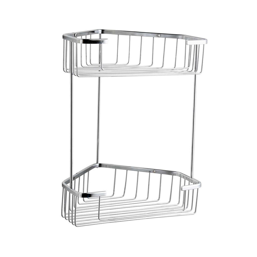 Изображение товара Угловая двухъярусная полка для ванной Fashun из нержавеющей стали 24,7×19,7×32,3 см