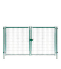 Ворота распашные с панелью 2D Medium и столбами 3,5х2,03 м зеленые RAL 6005
