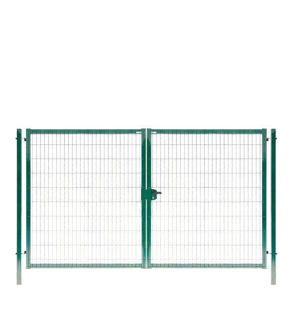 Изображение товара Распашные ворота из стали с панелью 3D Medium, размер 3,5х2,03 м, зеленые RAL 6005