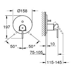 Смеситель для душа Grohe Plus скрытый монтаж внешняя часть 2 положения (24060003) - фото 5