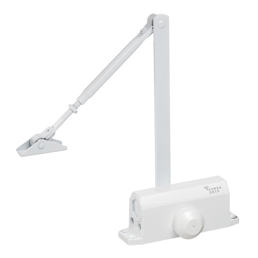 Изображение товара Доводчик дверной Corsa Deco 664862 Гидравлический, Белый, Входная дверь Изображение товара Доводчик дверной Corsa Deco 664862 Гидравлический, Белый, Входная дверь