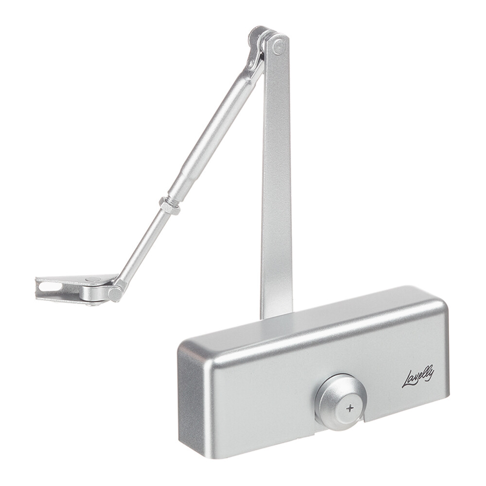 Изображение товара Доводчик дверной Lavelly 666438 Серебро c.g. Регулировка скорости, фиксация 70°-80°