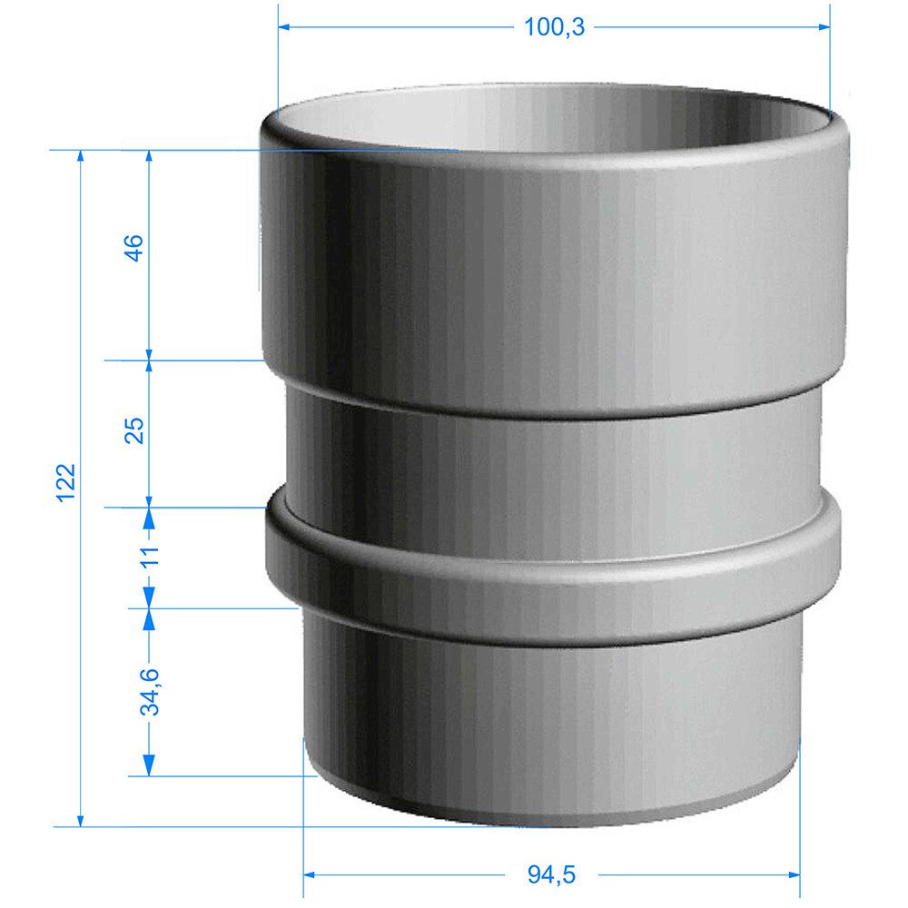 Изображение товара Муфта водосточной трубы Docke Lux d100 мм графитовый серый RAL 7024