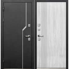 Дверь входная с терморазрывом Ferroni Luxor Термо 1 левая букле черный - сосна белая 860х2050 мм