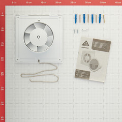 Вентилятор осевой Auramax A с тяговым выключателем 160х160 мм d100 мм белый - фото 3