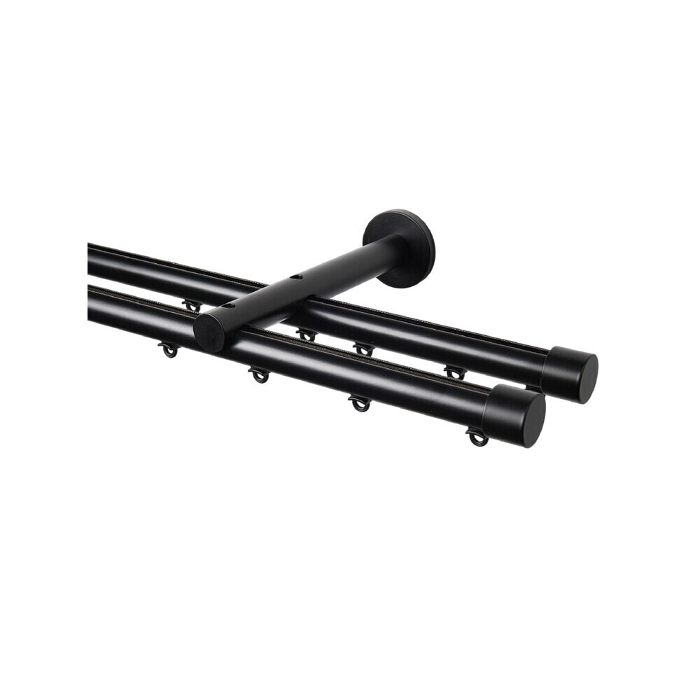 Изображение товара Карниз настенный металлический двухрядный профильный Glide 200 см d20 мм черный (171.88)