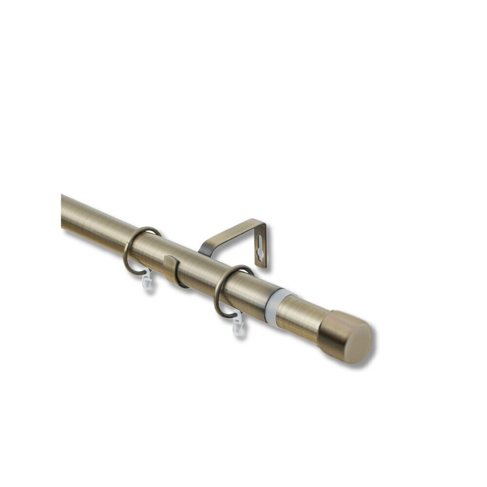 Изображение товара Карниз настенный металлический однорядный круглый раздвижной Телескоп 160-300 см d16/19 мм золото антик (170.597)