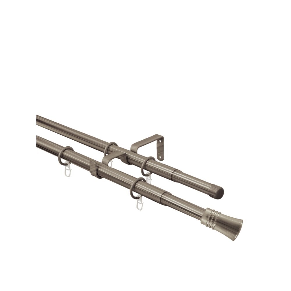 Изображение товара Карниз настенный металлический двухрядный круглый раздвижной Телескоп 160-300 см d16/19 мм золото антик (170.602)