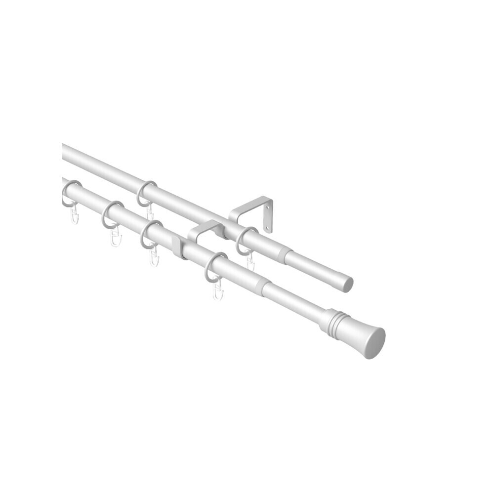 Изображение товара Карниз настенный металлический двухрядный круглый раздвижной Телескоп 160-300 см d16/19 мм белый (170.6)