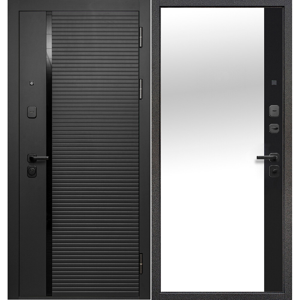 Изображение товара Дверь входная Ferroni Черное зеркало правая с зеркалом и высокой степенью защиты