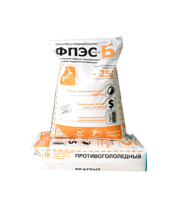 Изображение товара Противогололедный реагент ФПЭС марка Б -25 °С 25 кг для дорожных и пешеходных покрытий