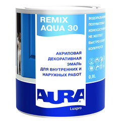 Эмаль акриловая Aura Remix Aqua 30 полуматовая бесцветная основа TR 0,9 л