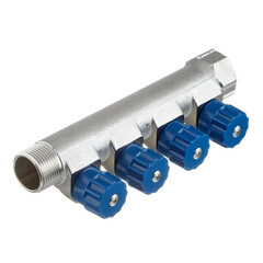 Коллектор Valtec 3/4 ВР(г) х 4 выхода 1/2 НР(ш) х 3/4 НР(ш) регулируемый (VTc.560.N.0504) - фото 5