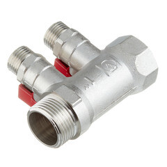 Коллектор Valtec 1 ВР(г) х 2 выхода 1/2 НР(ш) х 1 НР(ш) с шаровыми кранами (VTc.580.N.0602) - фото 5