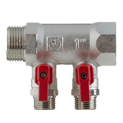 Коллектор Valtec 1 ВР(г) х 2 выхода 1/2 НР(ш) х 1 НР(ш) с шаровыми кранами (VTc.580.N.0602) - фото 4