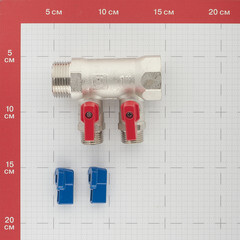 Коллектор Valtec 1 ВР(г) х 2 выхода 1/2 НР(ш) х 1 НР(ш) с шаровыми кранами (VTc.580.N.0602) - фото 2