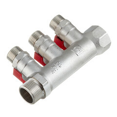 Коллектор Valtec 3/4 ВР(г) х 3 выхода 1/2 НР(ш) х 3/4 НР(ш) с шаровыми кранами (VTc.580.N.0503) - фото 5