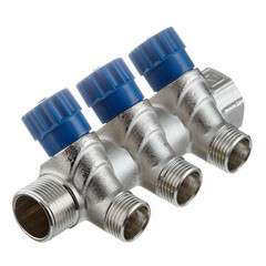 Изображение товара Коллектор Valtec 3/4 ВР(г) х 3 выхода 1/2 НР(ш) х 3/4 НР(ш) регулируемый (VTc.560.N.0503)