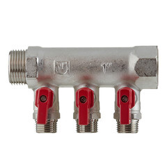 Коллектор Valtec 1 ВР(г) х 3 выхода 1/2 НР(ш) х 1 НР(ш) с шаровыми кранами (VTc.580.N.0603) - фото 4