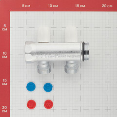 Коллектор Tiemme 1 ВР(г) х 2 выхода 3/4 НР(ш) ЕК х 1 НР(ш) регулируемый (1860024/1877K50060502) - фото 3