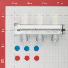 Коллектор Tiemme 1 ВР(г) х 3 выхода 3/4 НР(ш) ЕК х 1 НР(ш) регулируемый (1860013/1877K50060503) - фото 4