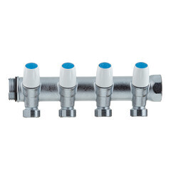 Коллектор Tiemme 1 ВР(г) х 4 выхода 3/4 НР(ш) ЕК х 1 НР(ш) регулируемый (1860019/1877K50060504) - фото 4