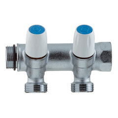 Коллектор Tiemme 3/4 ВР(г) х 2 выхода 3/4 НР(ш) ЕК х 3/4 НР(ш) регулируемый (1860026/1877K50050502) - фото 2