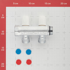 Коллектор Tiemme 3/4 ВР(г) х 2 выхода 3/4 НР(ш) ЕК х 3/4 НР(ш) регулируемый (1860026/1877K50050502) - фото 5