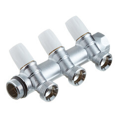 Изображение товара Коллектор Tiemme 3/4 ВР(г) х 3 выхода 3/4 НР(ш) ЕК х 3/4 НР(ш) регулируемый (1860011/1877K50050503)