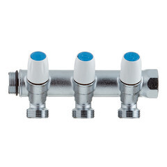 Коллектор Tiemme 3/4 ВР(г) х 3 выхода 3/4 НР(ш) ЕК х 3/4 НР(ш) регулируемый (1860011/1877K50050503) - фото 4