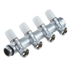 Коллектор Tiemme 3/4 ВР(г) х 4 выхода 3/4 НР(ш) ЕК х 3/4 НР(ш) регулируемый (1860015/1877K50050504) - фото 1