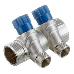 Коллектор Valtec 1 ВР(г) х 2 выхода 1/2 НР(ш) х 1 НР(ш) регулируемый (VTc.560.N.0602) - фото 1