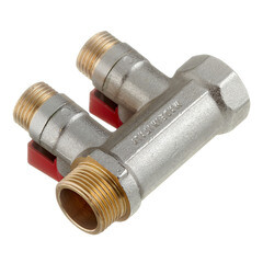 Коллектор Stout 3/4 ВР(г) х 2 выхода 1/2 НР(ш) х 3/4 НР(ш) с шаровыми кранами (SMB 6210 341202) - фото 5