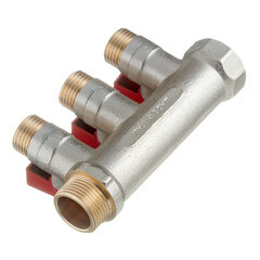 Коллектор Stout 3/4 ВР(г) х 3 выхода 1/2 НР(ш) х 3/4 НР(ш) с шаровыми кранами (SMB 6210 341203) - фото 5