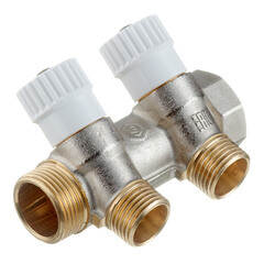 Коллектор Stout 3/4 ВР(г) х 2 выхода 1/2 НР(ш) х 3/4 НР(ш) регулируемый (SMB 6851 341202) - фото 1