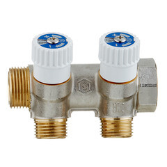 Коллектор Stout 3/4 ВР(г) х 2 выхода 1/2 НР(ш) х 3/4 НР(ш) регулируемый (SMB 6851 341202) - фото 6