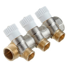 Изображение товара Коллектор Stout 3/4 ВР(г) х 3 выхода 1/2 НР(ш) х 3/4 НР(ш) регулируемый (SMB 6851 341203)