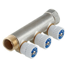 Коллектор Stout 3/4 ВР(г) х 3 выхода 1/2 НР(ш) х 3/4 НР(ш) регулируемый (SMB 6851 341203) - фото 6