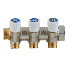 Коллектор Stout 3/4 ВР(г) х 3 выхода 1/2 НР(ш) х 3/4 НР(ш) регулируемый (SMB 6851 341203) - фото 5