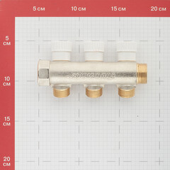 Коллектор Stout 3/4 ВР(г) х 3 выхода 1/2 НР(ш) х 3/4 НР(ш) регулируемый (SMB 6851 341203) - фото 3