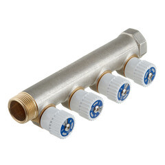 Коллектор Stout 3/4 ВР(г) х 4 выхода 1/2 НР(ш) х 3/4 НР(ш) регулируемый (SMB 6851 341204) - фото 2